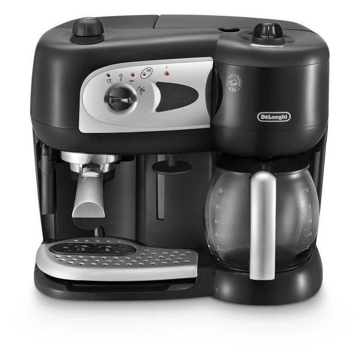 Machine Expresso combiné pompe - DELONGHI - BCO261B.1 - 15 bars - Dosettes et Café moulu - Noir et blanc