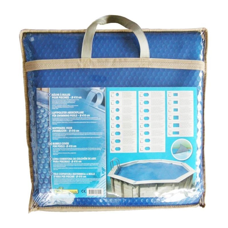 Bâche a bulles pour piscine bois - UBBINK - Hexagonale 410 - Bleue -