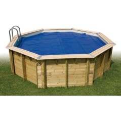 Bâche a bulles pour piscine bois - UBBINK - Hexagonale 410 - Bleue -