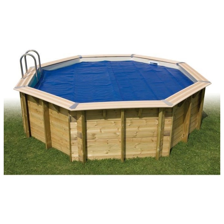 Bâche a bulles pour piscine bois - UBBINK - Hexagonale 410 - Bleue - 400 microns