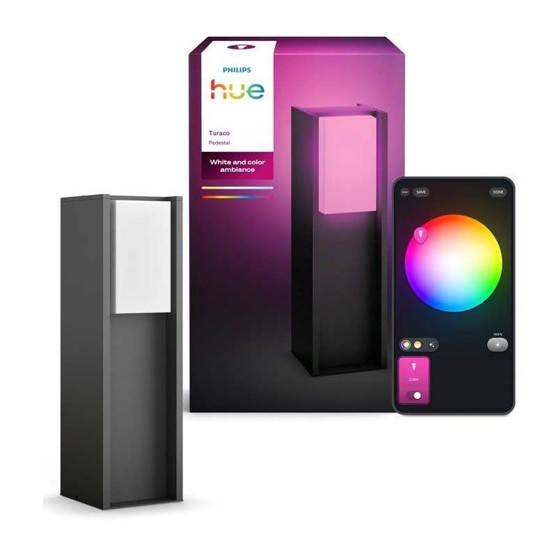 Borne lumineuse basse - PHILIPS HUE - Turaco - Gris anthracite - IP44