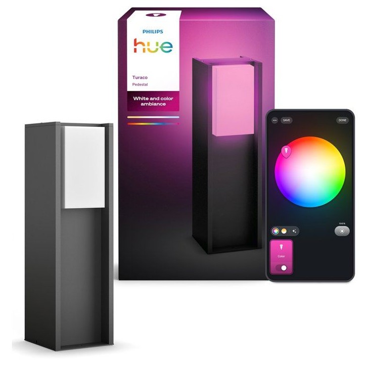 Borne lumineuse basse - PHILIPS HUE - Turaco - Gris anthracite - IP44 - Lumiere blanche et colorée - 1100 lumens