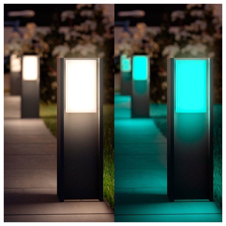 Borne lumineuse basse - PHILIPS HUE - Turaco - Gris anthracite - IP44 - Lumiere blanche et colorée - 1100 lumens