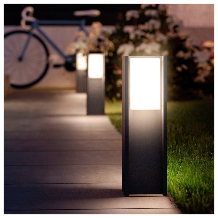 Borne lumineuse basse - PHILIPS HUE - Turaco - Gris anthracite - IP44 - Lumiere blanche et colorée - 1100 lumens