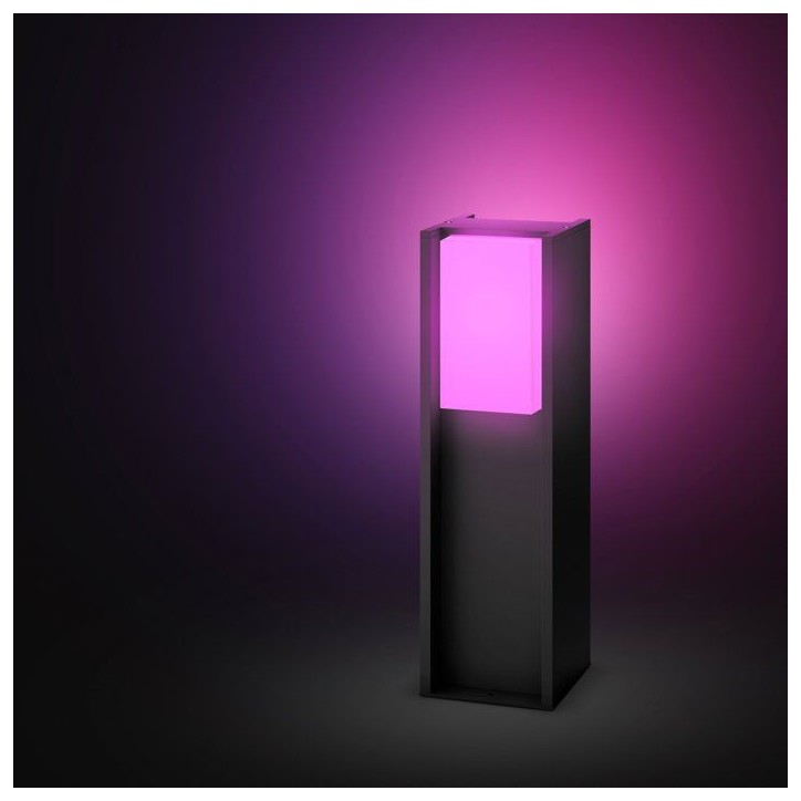 Borne lumineuse basse - PHILIPS HUE - Turaco - Gris anthracite - IP44 - Lumiere blanche et colorée - 1100 lumens