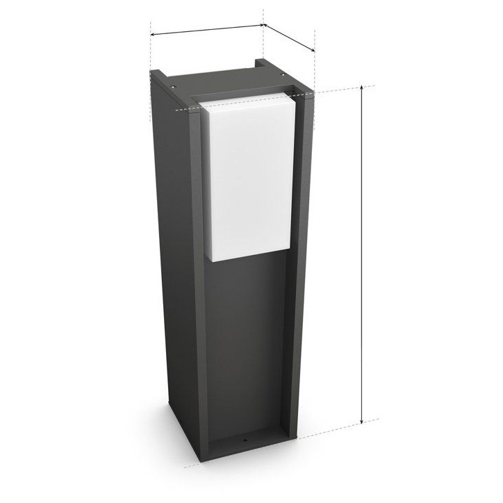 Borne lumineuse basse - PHILIPS HUE - Turaco - Gris anthracite - IP44 - Lumiere blanche et colorée - 1100 lumens