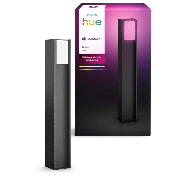 Borne lumineuse - PHILIPS HUE - Turaco - Gris anthracite - IP44 - Lumiere blanche et colorée - 1100 lumens