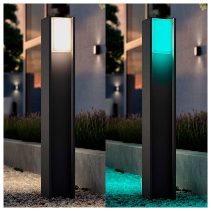Borne lumineuse - PHILIPS HUE - Turaco - Gris anthracite - IP44 - Lumiere blanche et colorée - 1100 lumens