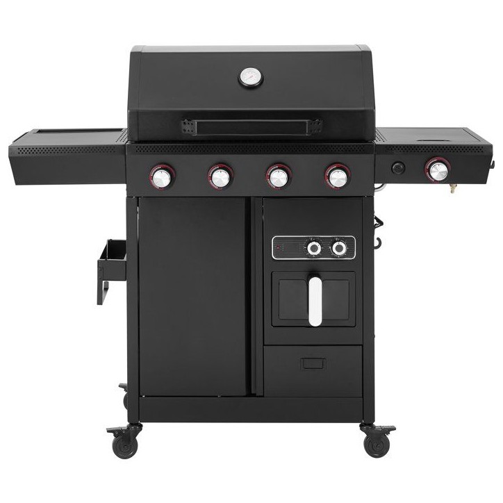 Barbecue a gaz - Cookingbox - Airgrill - 4 brûleurs - Fonction Air Fryer - Cuve en acier - Grilles de cuisson en fonte émaill