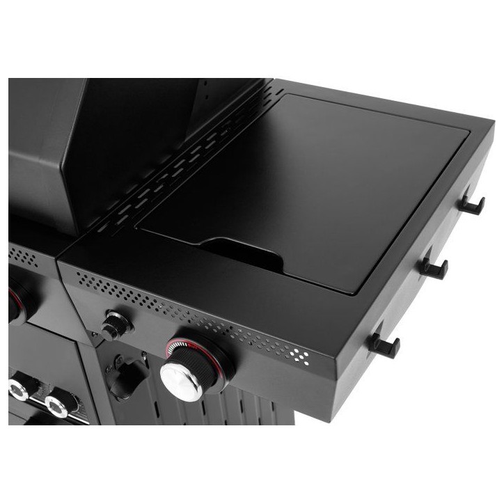 Barbecue a gaz - Cookingbox - Airgrill - 4 brûleurs - Fonction Air Fryer - Cuve en acier - Grilles de cuisson en fonte émaill