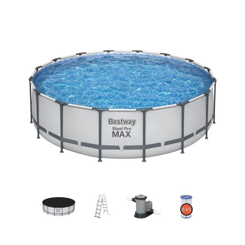 Kit Piscine hors sol tubulaire BESTWAY - Steel Pro Max - 488 x 122 cm