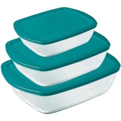Lot de 3 plats avec couvercle - PYREX - Cook & Store - Verre - Rectang