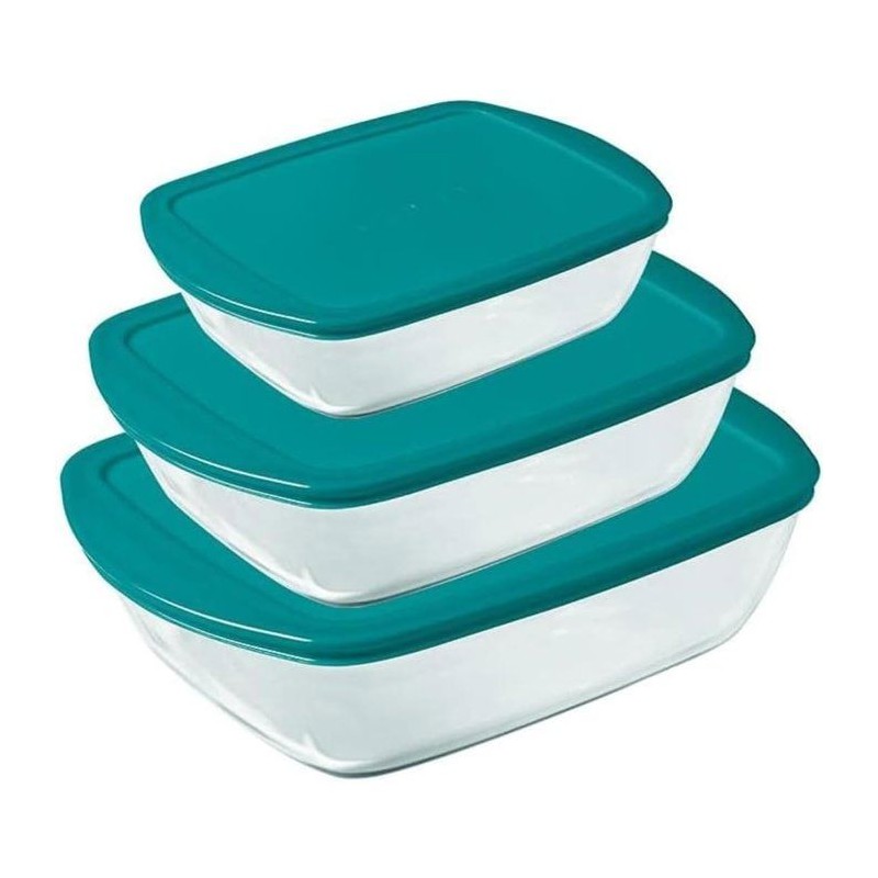 Lot de 3 plats avec couvercle - PYREX - Cook & Store - Verre - Rectang
