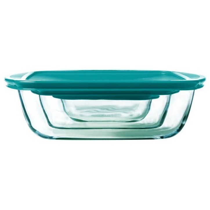 Lot de 3 plats avec couvercle - PYREX - Cook & Store - Verre - Rectangulaire - 0,4/1,1/2,5 L Lot de 3 plats avec couvercle - PYREX - Cook & Store - Verre - Rectangulaire - 0,4/1,1/2,5 L