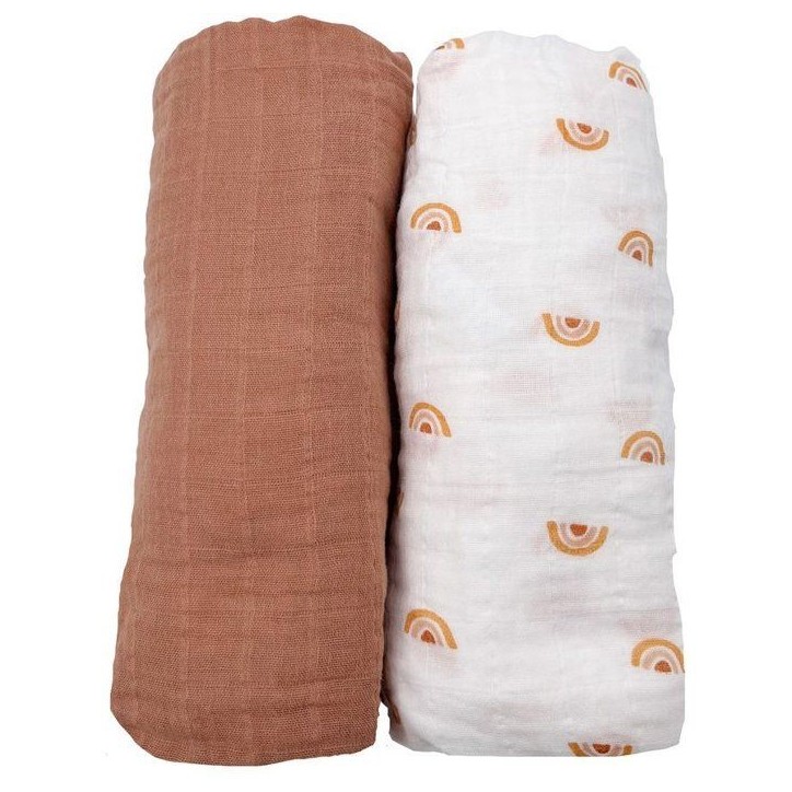 Lot de 2 draps housse bébé - SAUTHON - SUNLIGHT - 60 x 120 cm - Mousseline de coton bio Lot de 2 draps housse bébé - SAUTHON - SUNLIGHT - 60 x 120 cm - Mousseline de coton bio