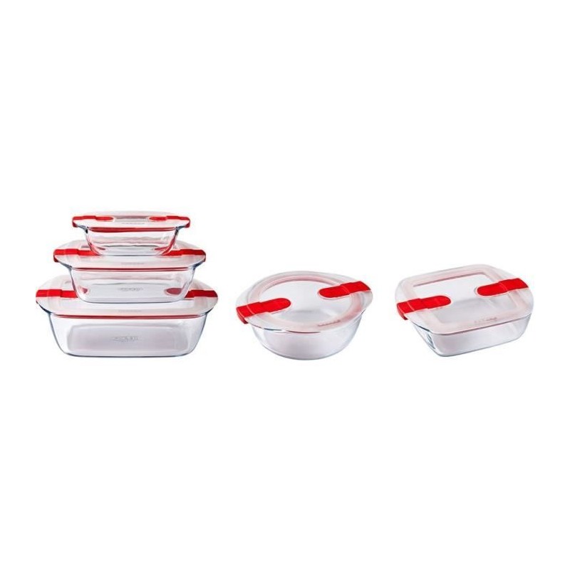 Lot de 5 Boîtes de conservation - PYREX - Cook & Heat - Verre - Couve