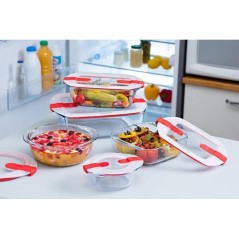 Lot de 5 Boîtes de conservation - PYREX - Cook & Heat - Verre - Couvercle a valves vapeur spécial micro-onde