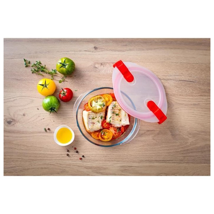 Lot de 5 Boîtes de conservation - PYREX - Cook & Heat - Verre - Couvercle a valves vapeur spécial micro-onde Lot de 5 Boîtes de conservation - PYREX - Cook & Heat - Verre - Couvercle a valves vapeur spécial micro-onde
