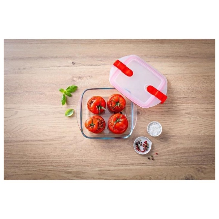 Lot de 5 Boîtes de conservation - PYREX - Cook & Heat - Verre - Couvercle a valves vapeur spécial micro-onde Lot de 5 Boîtes de conservation - PYREX - Cook & Heat - Verre - Couvercle a valves vapeur spécial micro-onde