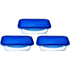 Lot de 3 Lunch Box - PYREX - Cook & Go - Verre - Rectangulaire - Couve