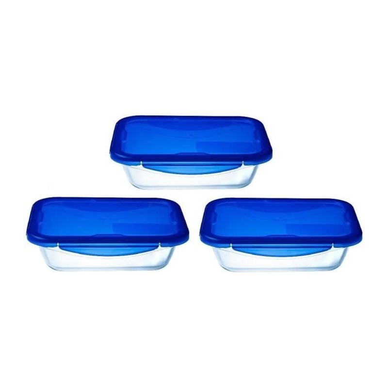 Lot de 3 Lunch Box - PYREX - Cook & Go - Verre - Rectangulaire - Couve