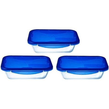 Lot de 3 Lunch Box - PYREX - Cook & Go - Verre - Rectangulaire - Couve