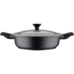 Poele a frire 28 cm Easy Click en aluminium et plastique avec couvercle en verre - GSW - 167833 - Noir