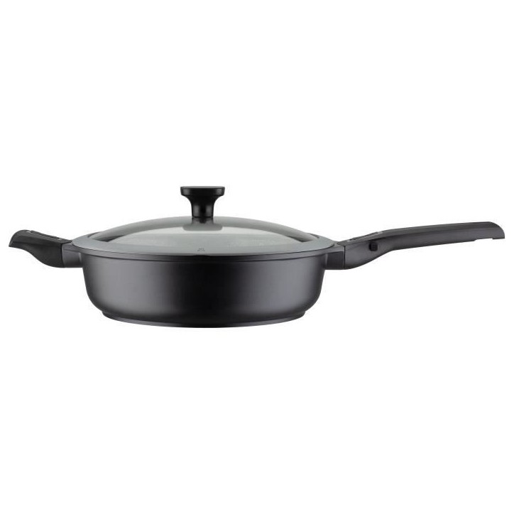 Poele a frire 28 cm Easy Click en aluminium et plastique avec couvercle en verre - GSW - 167833 - Noir