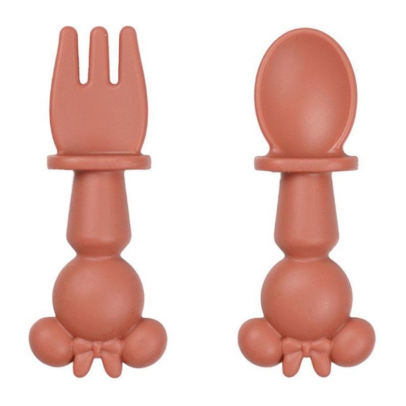 SET DE 2 COUVERTS SILICONE - 2 PCS silicone cutlery set MINNIE