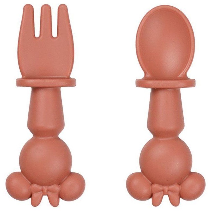 SET DE 2 COUVERTS SILICONE - 2 PCS silicone cutlery set MINNIE
