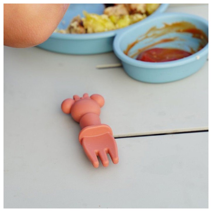 SET DE 2 COUVERTS SILICONE - 2 PCS silicone cutlery set MINNIE