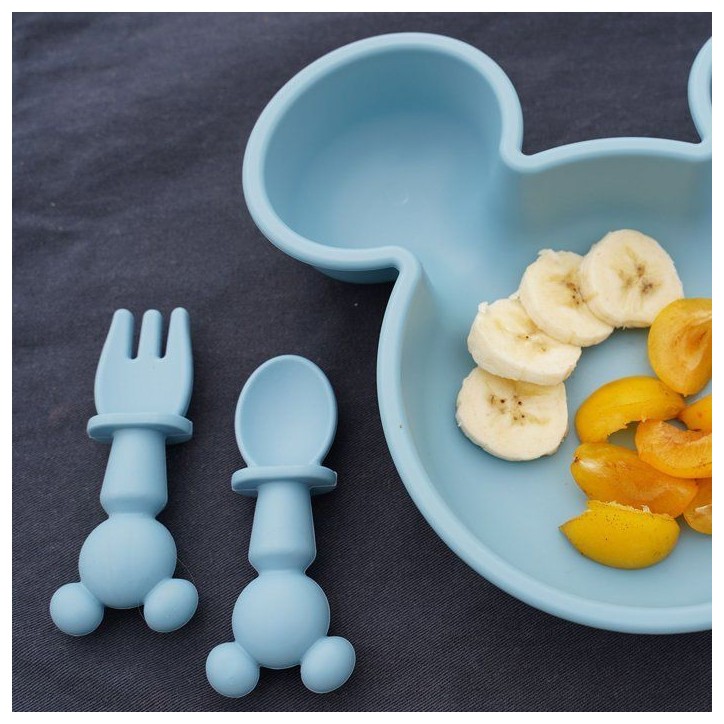 SET DE 2 COUVERTS SILICONE - 2 PCS silicone cutlery set MICKEY