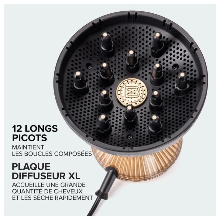 Seche-cheveux Bellissima DIFFON SUPREME CURL FLOW XL NOIR-OR