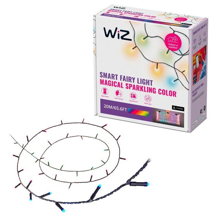 Guirlande lumineuse - WIZ - 20 m - 160 ampoules - Lumiere blanche et colorée - Wifi