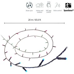 Guirlande lumineuse - WIZ - 20 m - 160 ampoules - Lumiere blanche et colorée - Wifi