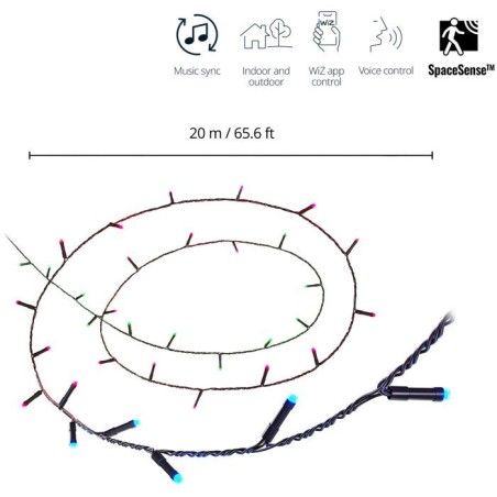 Guirlande lumineuse - WIZ - 20 m - 160 ampoules - Lumiere blanche et colorée - Wifi