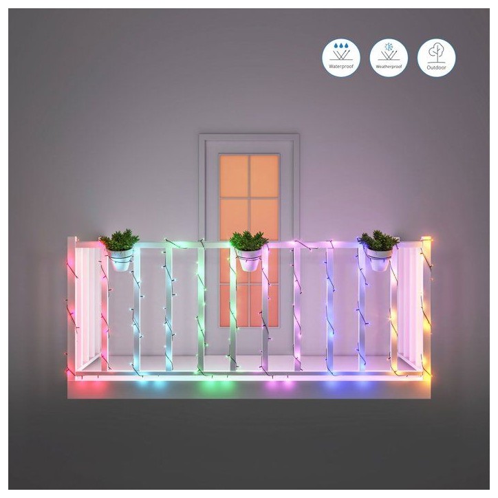 Guirlande lumineuse - WIZ - 20 m - 160 ampoules - Lumiere blanche et colorée - Wifi