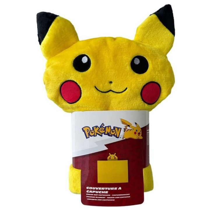 Plaid a capuche 3D - POKEMON - Pikachu - 120 x 150 cm - Ultra doux - Design coloré