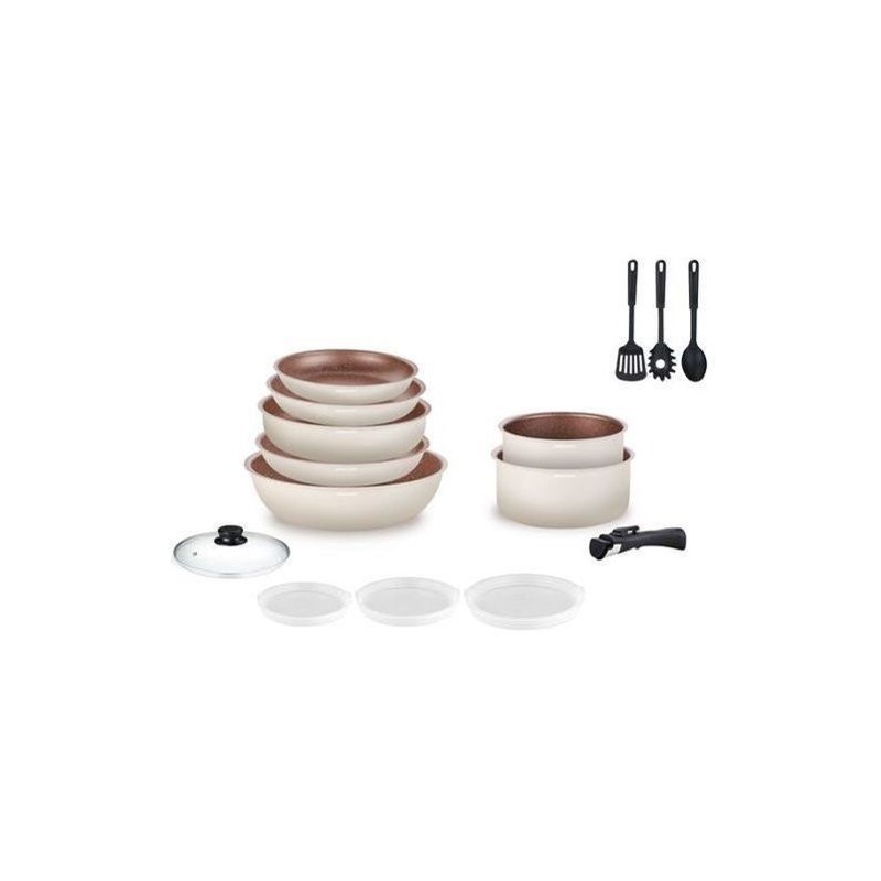 Batterie de cuisine Arthur Martin Batterie 18 pieces creme AM1453 CREM