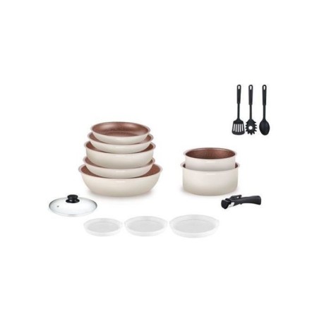 Batterie de cuisine Arthur Martin Batterie 18 pieces creme AM1453 CREM