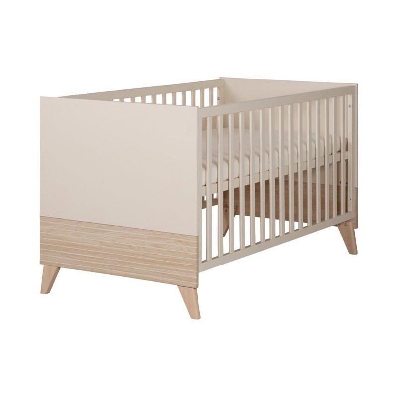 Lit bébé évolutif en lit junior - 70 x 140 cm - SIDNEY - Chene / Be