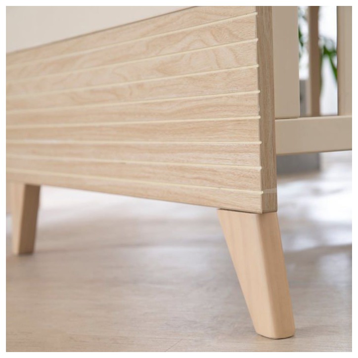 Lit bébé évolutif en lit junior - 70 x 140 cm - SIDNEY - Chene / Beige