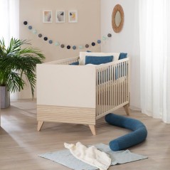 Lit bébé évolutif en lit junior - 70 x 140 cm - SIDNEY - Chene / Be