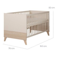 Lit bébé évolutif en lit junior - 70 x 140 cm - SIDNEY - Chene / Be