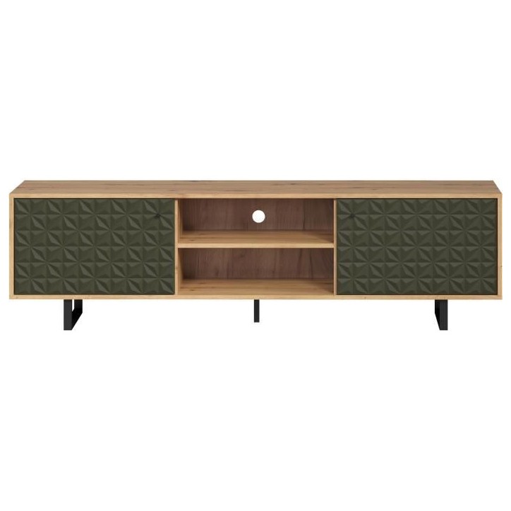 Meuble TV - SENTRA - 2 portes, 2 niches - Vert foncé - 184 x 40 x 52 cm - TRENDTEAM Meuble TV - SENTRA - 2 portes, 2 niches - Vert foncé - 184 x 40 x 52 cm - TRENDTEAM