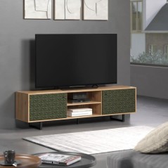 Meuble TV - SENTRA - 2 portes, 2 niches - Vert foncé - 184 x 40 x 52 cm - TRENDTEAM