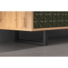 Meuble TV - SENTRA - 2 portes, 2 niches - Vert foncé - 184 x 40 x 52