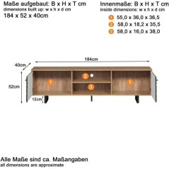 Meuble TV - SENTRA - 2 portes, 2 niches - Vert foncé - 184 x 40 x 52