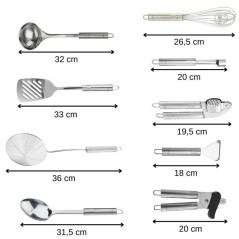 Ensemble de 9 ustensiles de cuisine - FACKELMANN - Ovale - Inox