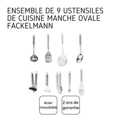 Ensemble de 9 ustensiles de cuisine - FACKELMANN - Ovale - Inox
